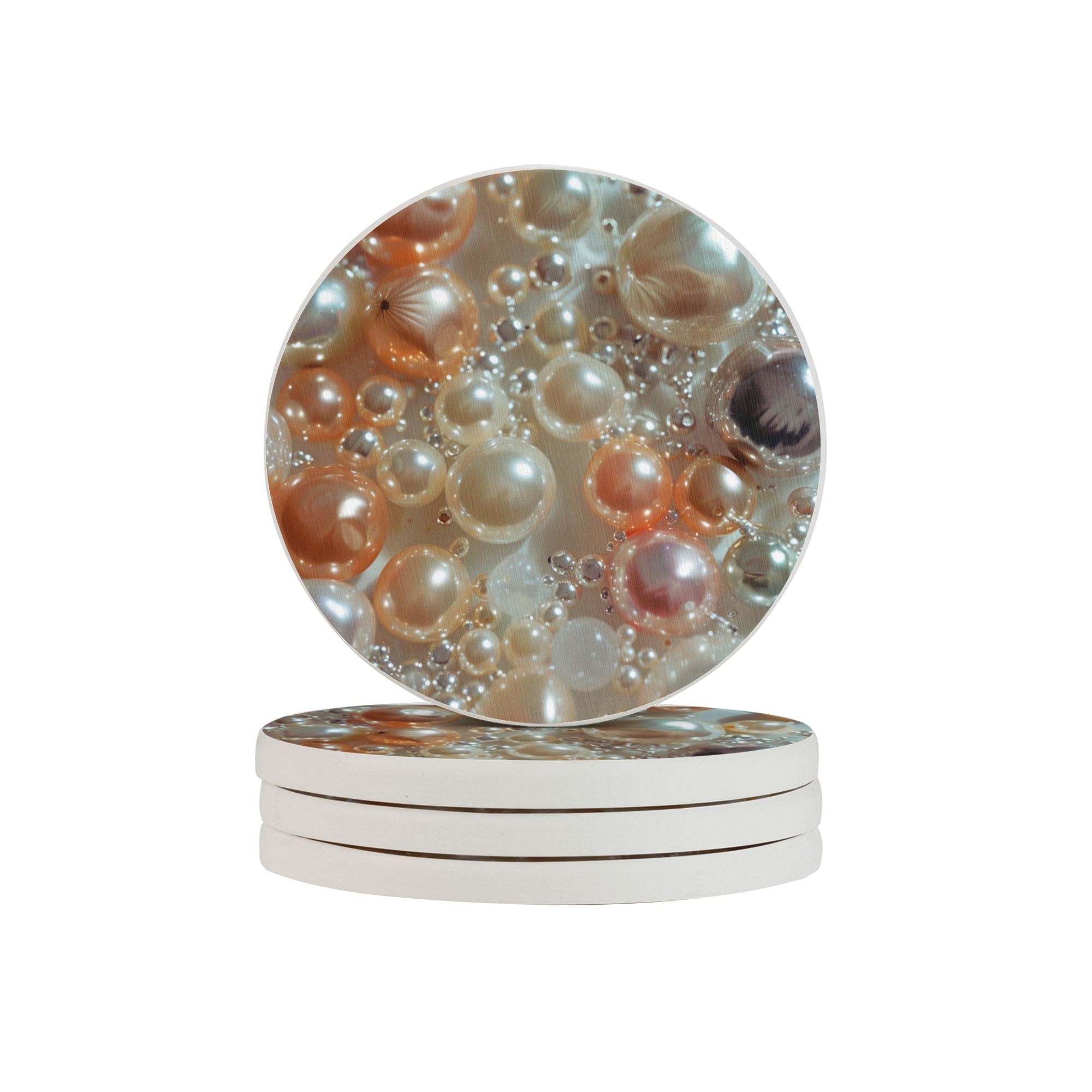 Pearl Pattern Round Ceramic Coaster