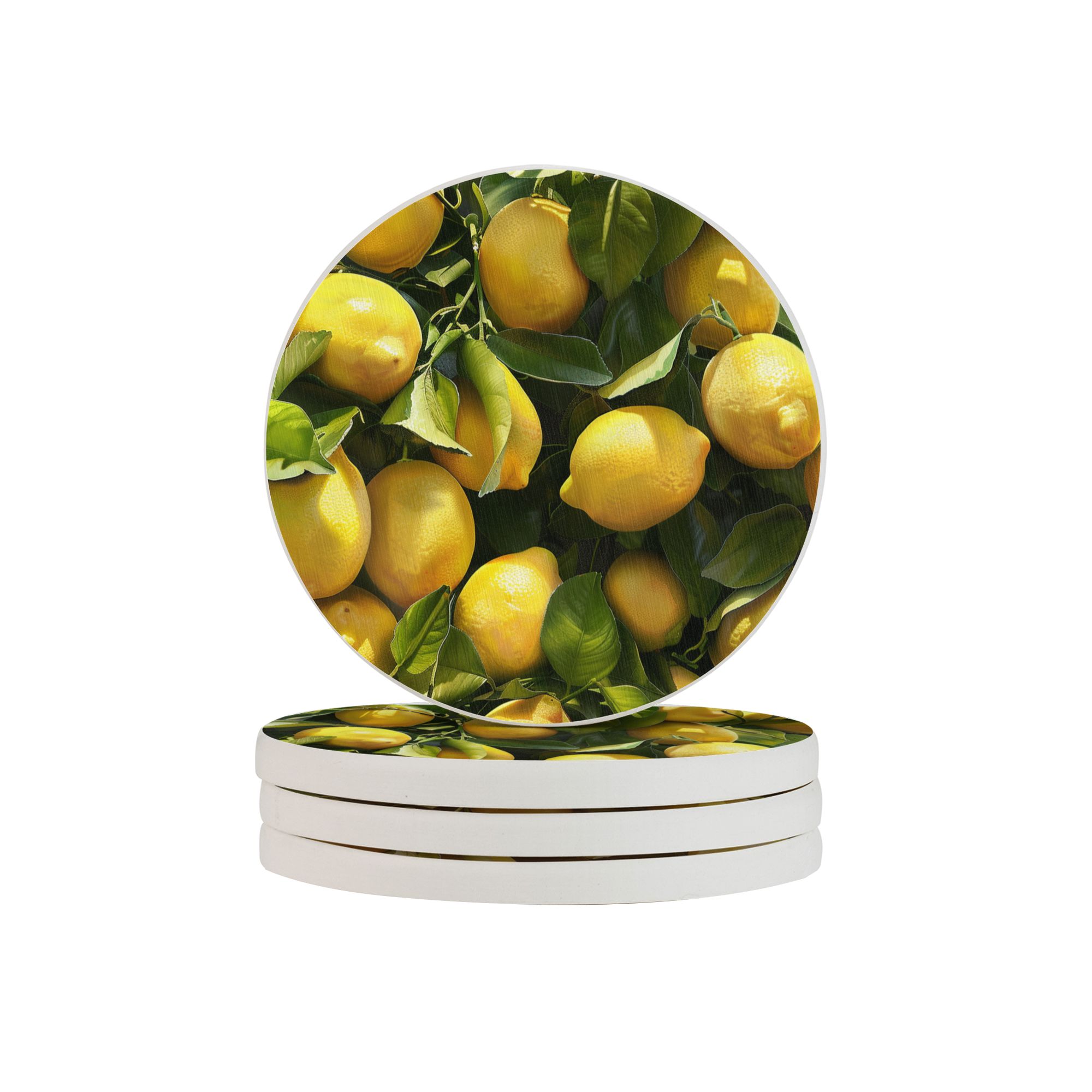 Lemon Pattern Ceramic Coaster