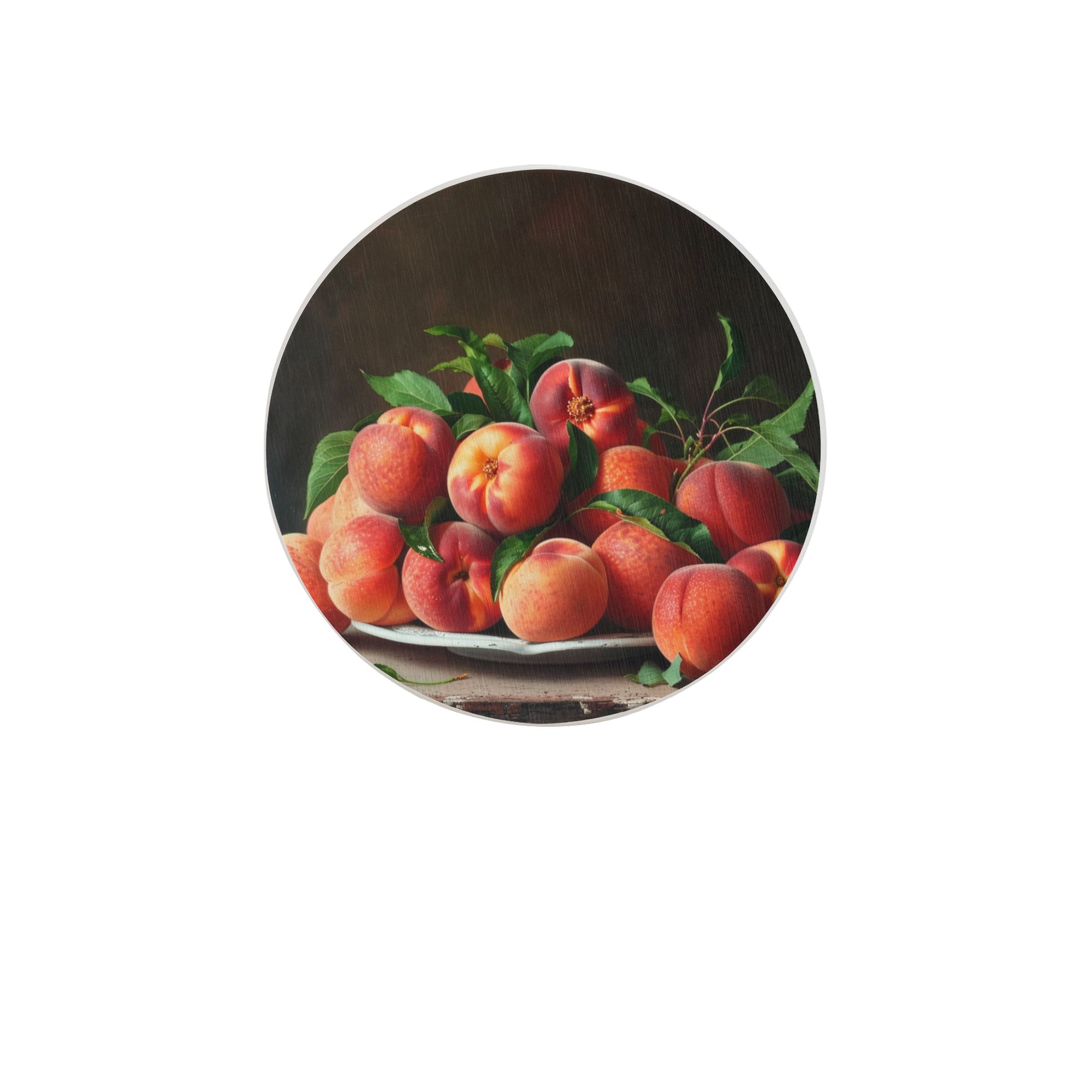 Peach Pattern Round Ceramic Coaster